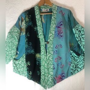 Wild Woman Wild Thing Women’s Hapi Batik Artsy Patchwork Jacket size S/M Boho